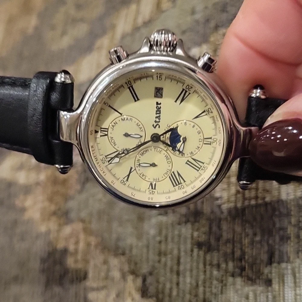 Stauer Watch Stainless Steel With Leather Strap